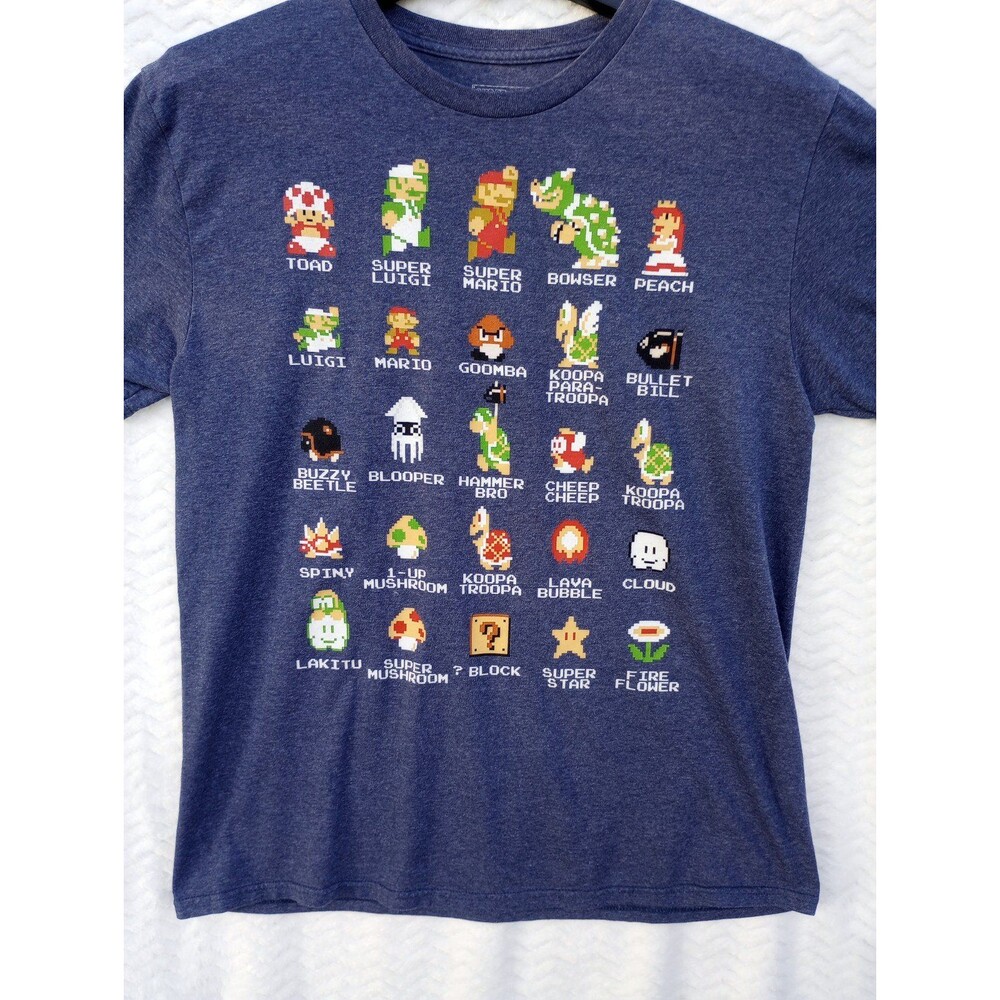 Men's Super Mario Bros tshirt shirt top Luigi Nintendo 2018 medium blue
